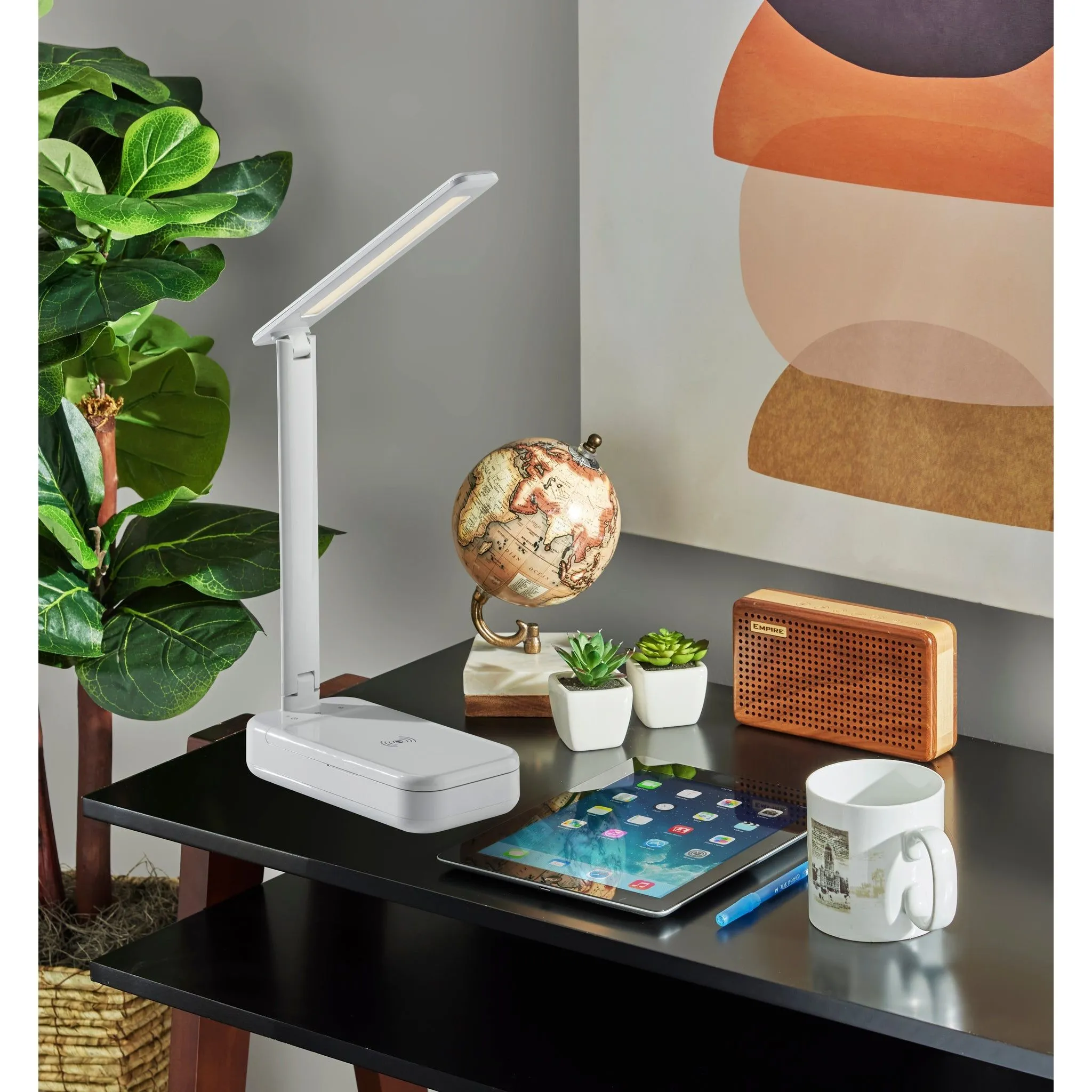 UV-C Sanitizing Desk Lamp with Wireless Charging and Smart Switch