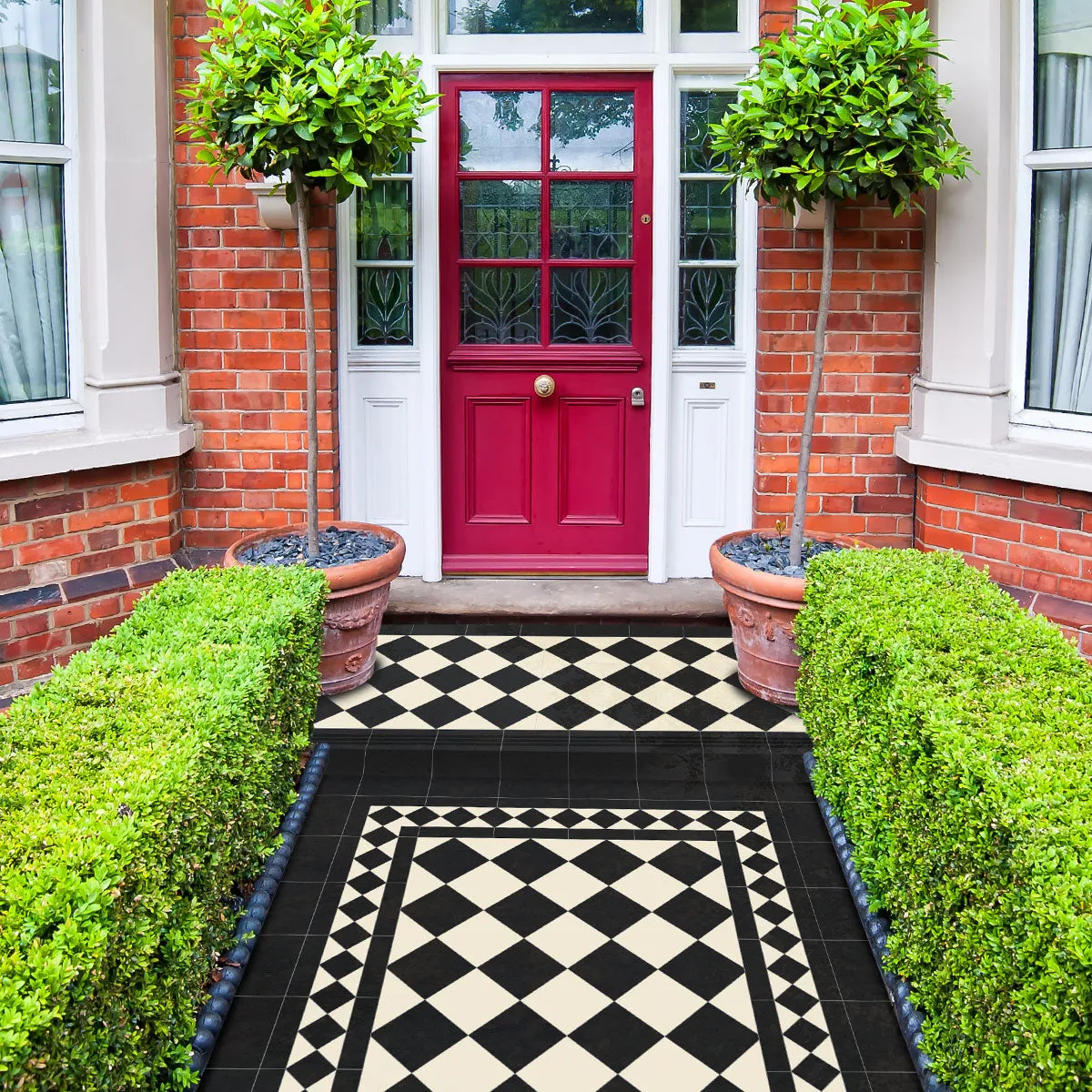 Victorian Black And White Pattern Corner Tile - Sold by Sheet