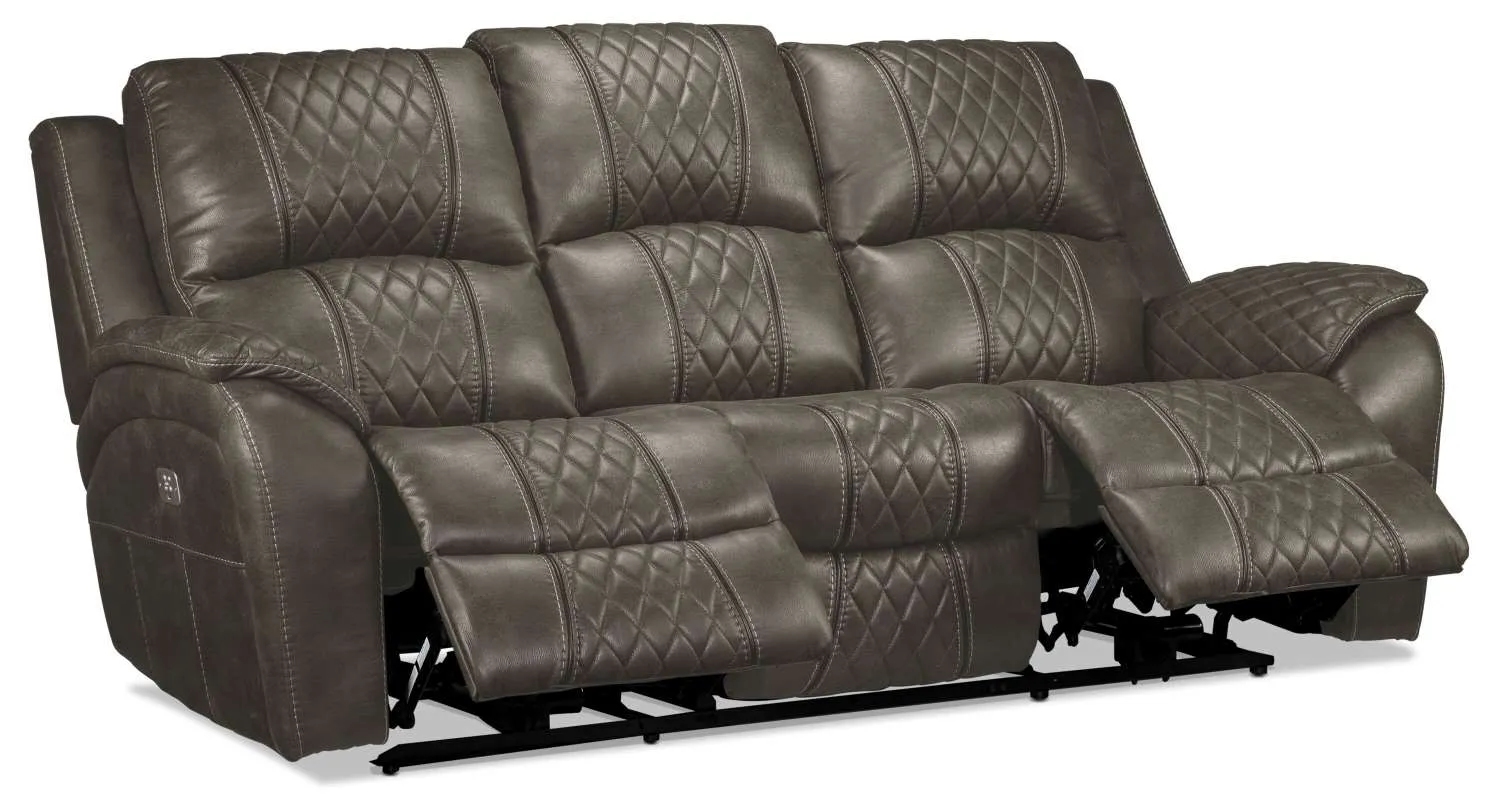 Wesley Dual Power Reclining Sofa - Granite