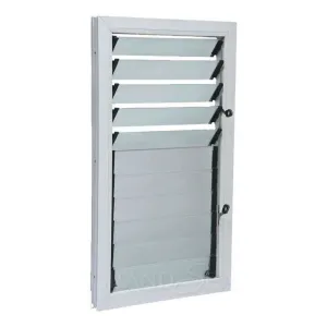 Wind Louvre Blade Alu 4" x 5 x 5800mm White Powder Coated Finish, Backing Rubber